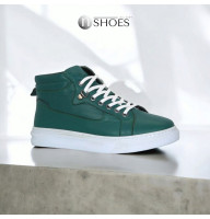 Женские зеленые кожаные ботинки высокие кеды Lonza Турция 172380 1395 5249 демисезонные с натуральной кожи