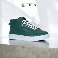 Женские зеленые кожаные ботинки высокие кеды Lonza Турция 172380 1395 5249 демисезонные с натуральной кожи