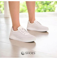 Женские белые мокасины Lonza Турция 185177 RW010 WHITE 5256 с перфорацией из натуральной кожи от турецкой фабрики