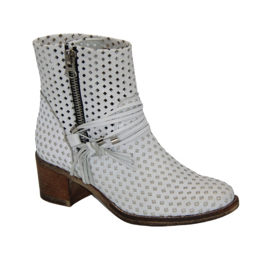 Женские белые ботинки с перфорацией летние Ann Mex Польша 7802 11SRD Jasne
