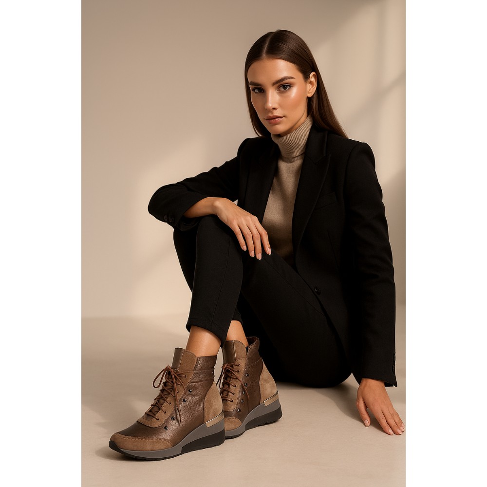 Женские рыжие ботинки Steizer z235 из натуральной кожи