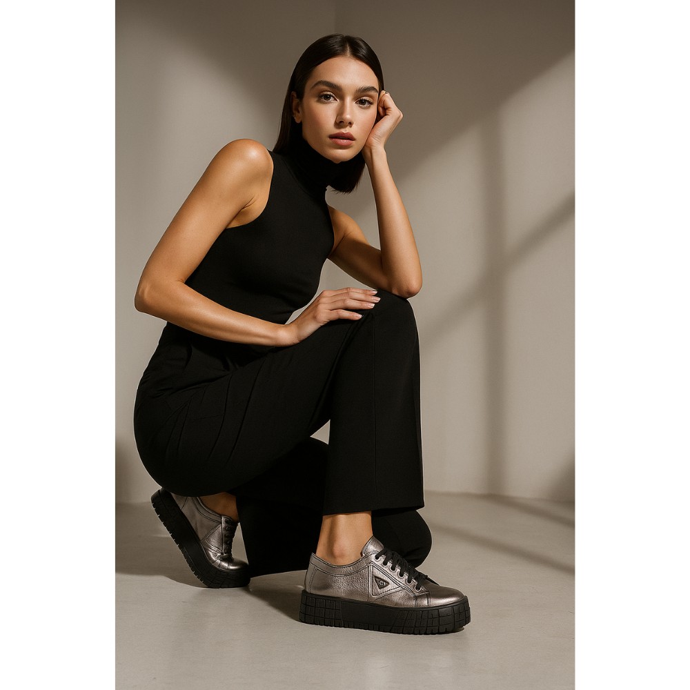 Жіночі сріблясті кеди Contes Польща арт 557-platy-caly