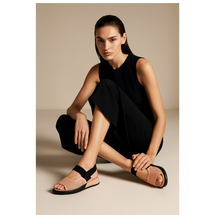 Stylish Women's Leather Sandals Estmod 4945 Pink