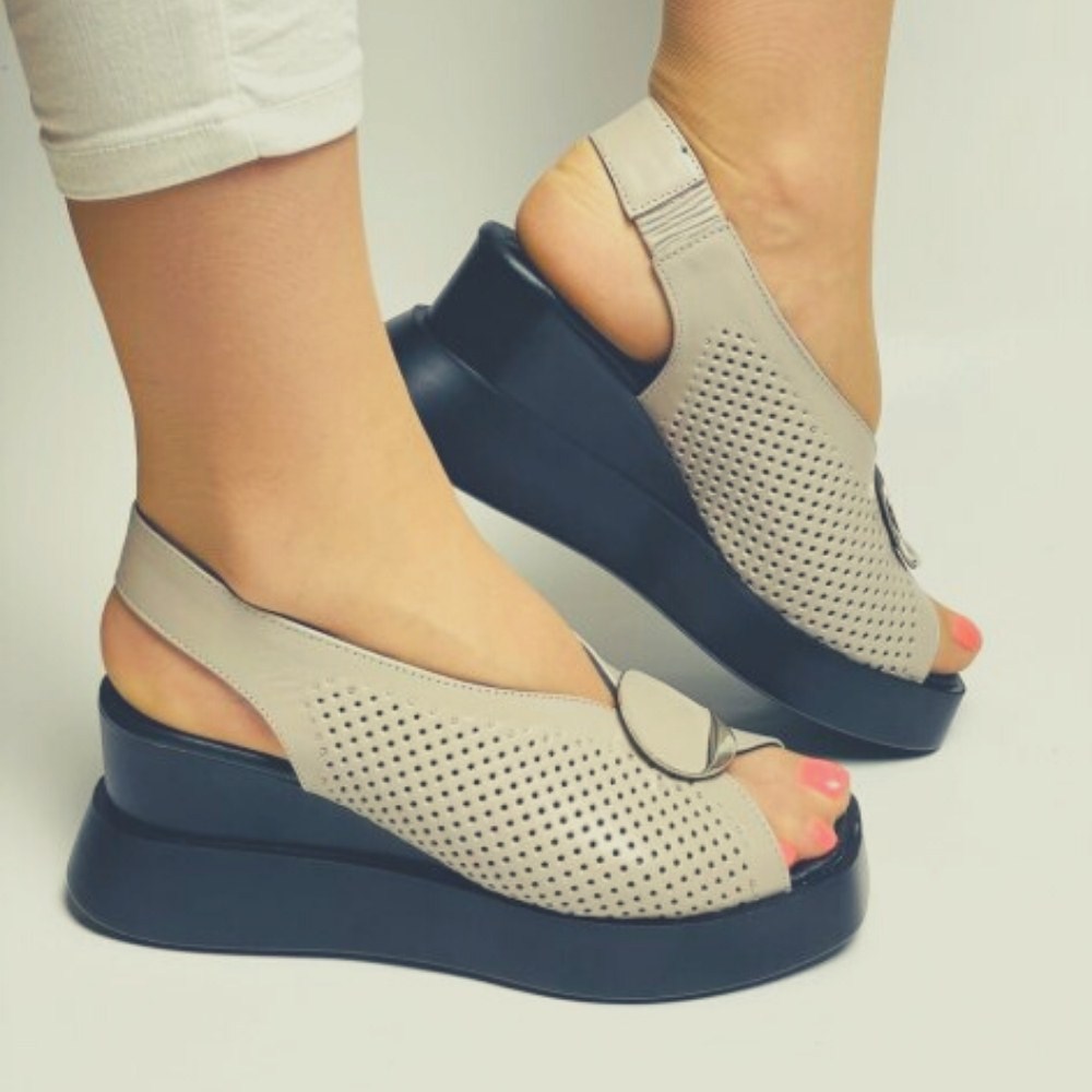 Босоножки женские серые Evromoda (Турция) модель 4951