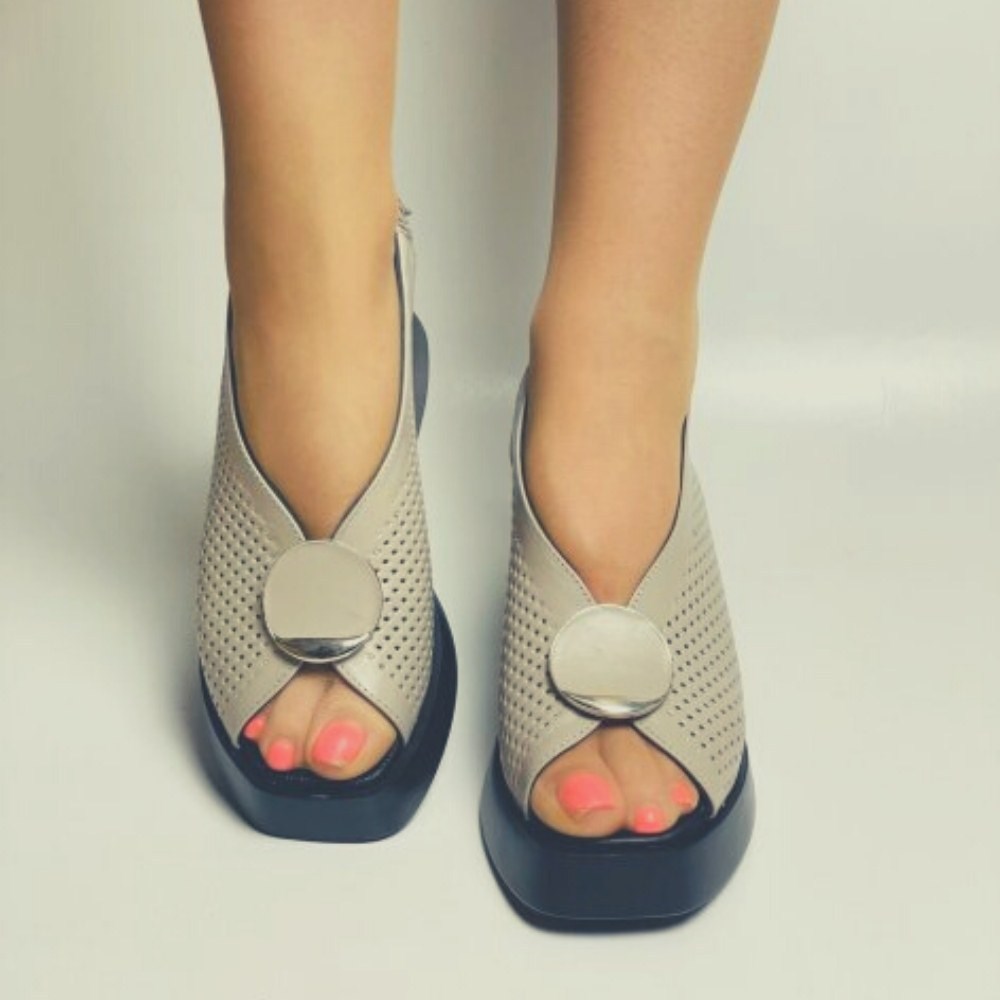 Босоножки женские серые Evromoda (Турция) модель 4951