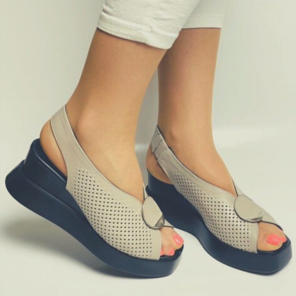 Босоножки женские серые Evromoda (Турция) модель 4951