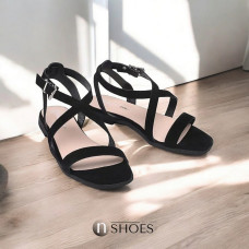 Жіночі чорні босоніжки на низькому ходу Solo Femme Польща 75801-01-g70-000-07-00 4971 з натуральної замші