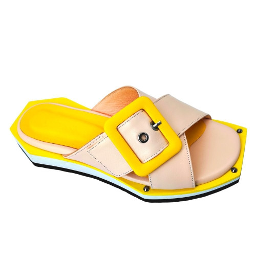 Women's yellow slippers for women Ripka Türkiye 1007-400 made of genuine leather patriotic under the flag of Ukraine Women's yellow slippers for women Ripka Türkiye 1007-400 made of genuine leather patriotic under the flag of Ukraine