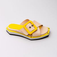 Women's yellow slippers for women Ripka Türkiye 1007-400 made of genuine leather patriotic under the flag of Ukraine