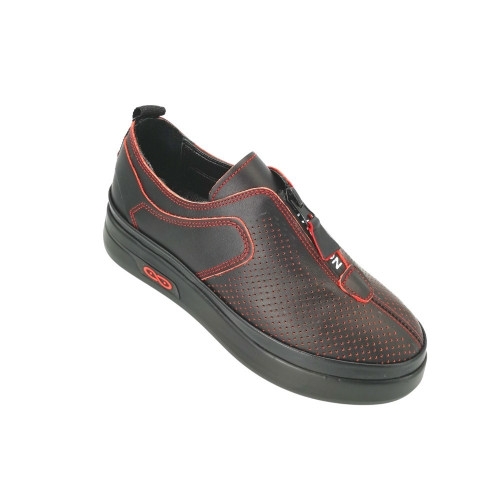 Women's black moccasins with perforation Ripka Türkiye 087-816-1-20TH 4986 made of genuine leather from a Turkish factory Women's black moccasins with perforation Ripka Türkiye 087-816-1-20TH 4986 made of genuine leather from a Turkish factory