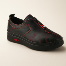 Жіночі чорні мокасини з перфорацією Ripka Туреччина 087-816-1-20TH 4986 із натуральної шкіри від турецької фабрики