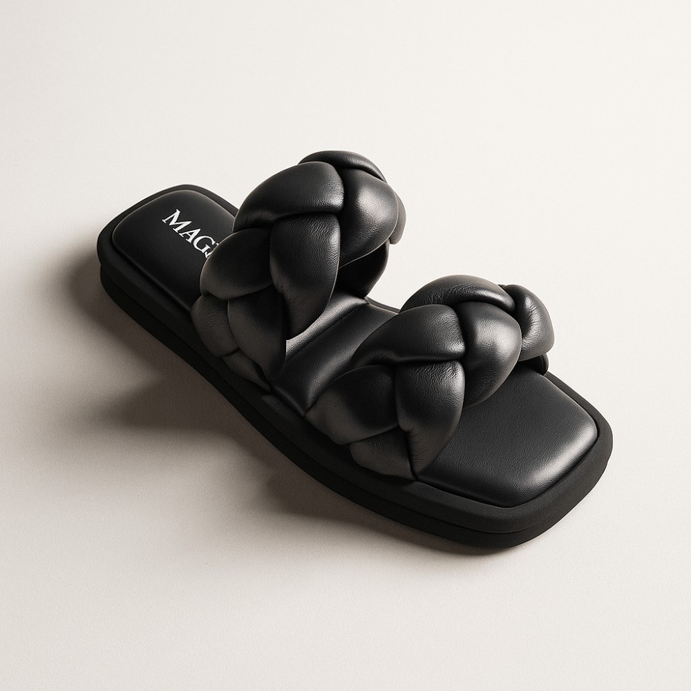Slippers female black Magza (Turkey) model 4988