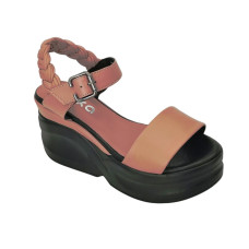 Sandals pink Ripka Türkiye 10019 R2839-02 GUL KURUSU 5006 on a wedge made of genuine leather