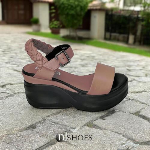 Босоножки розовые Ripka Турция 10019 R2839-02 GUL KURUSU 5006 на танкетке из натуральной кожи