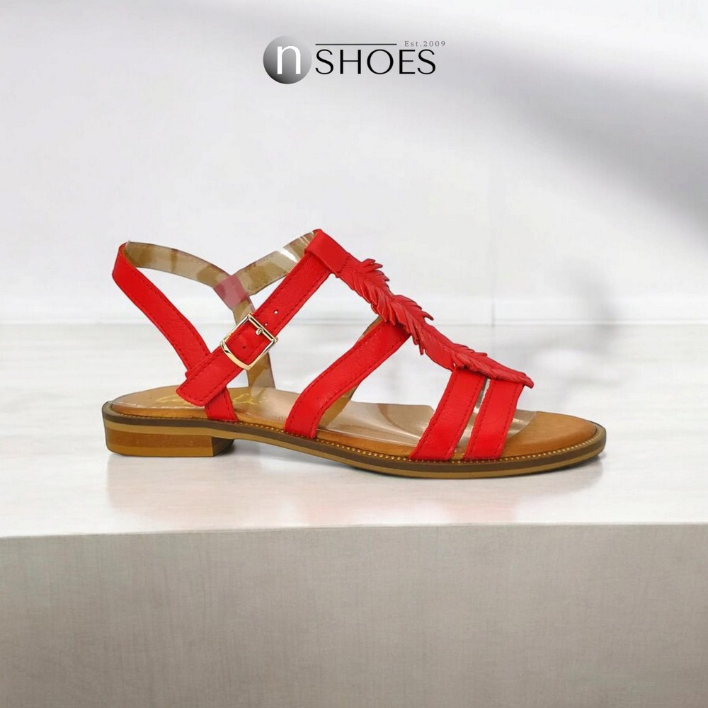 Жіночі червоні босоніжки Contes 536 CZERWONY CAL із натуральної шкіри