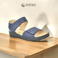 Women's blue platform sandals Lesta Poland 261-1289-1-3002 5016 made of genuine leather