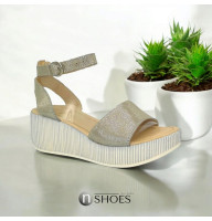 Жіночі бежеві босоніжки на платформі Lesta Польща 261-1274-1-76B6 5017 із натуральної шкіри від польської фабрики