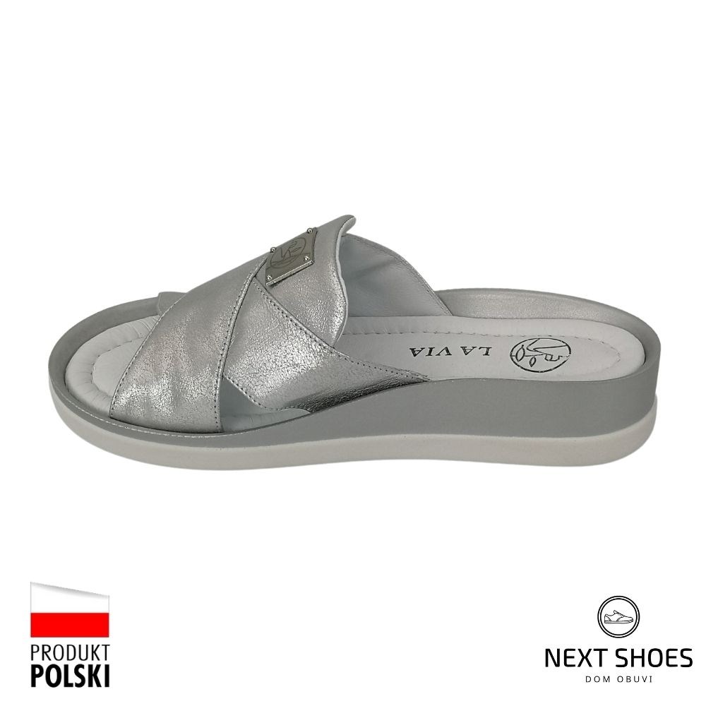 Шлепанцы женские серебристые La Via (Польша) модель 5025