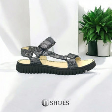 Women's sandals black Lesta Poland 261-1287-1-13B6 nubuk 5028 comfortable from genuine leather for tourism and walking