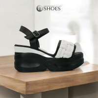 Women's white sandals Ripka Türkiye 10037 r679-02-beyar 5048 made of genuine leather on a wedge