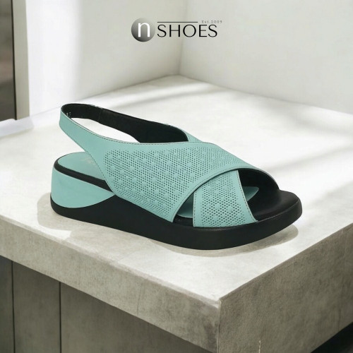 Women's turquoise platform sandals Ripka 10086 r029-02 turkuz 5050 made of genuine leather