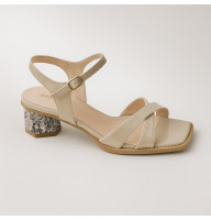 Женские бежевые элегантные босоножки на каблуке Best but 45071861806 napl bez 5053 из натуральной кожи