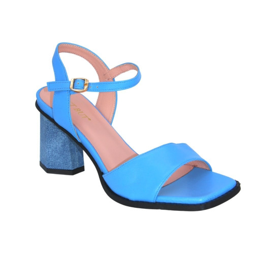 Women's blue heeled sandals Best but Poland 4502254-807 SK 6944 5059 made of genuine leather from a Polish factory