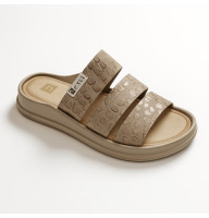 Women's gold leather slippers Nessi Poland 21059 zloty BB 5061 from the Polish factory