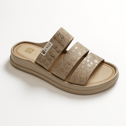 Women's gold leather slippers Nessi Poland 21059 zloty BB 5061 from the Polish factory