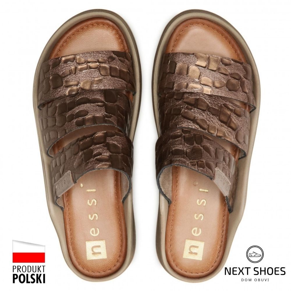 Шльопанці жіночі золотисті Nessi (Польща) модель 5061