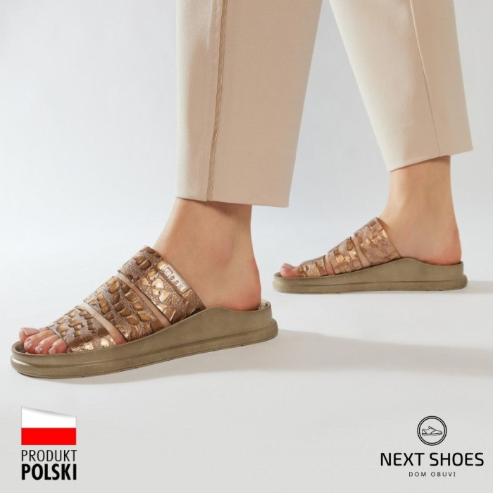 Slippers female gold Nessi (Poland) model 5061