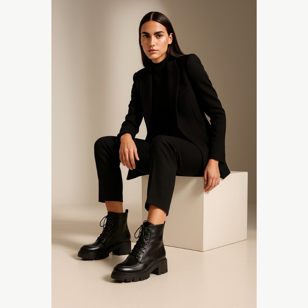 Модные женские черные ботинки Simen 4477a-faeda czarna модель 5388-5191