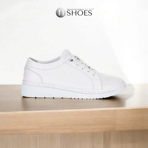 Женские белые кроссовки Lonza Турция 5277-white-poly-5267 из натуральной кожи