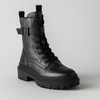 Women's demi-season black high boots Lasocki WI16-14097-06 Black 5313 made of genuine leather size 36 and 38 with a discount from the Polish brand