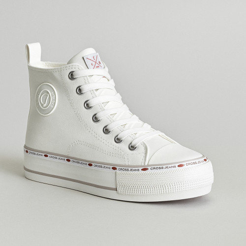 Жіночі білі високі кеди Cross Jeans KK2R4044C White 5351 на осінь и зиму