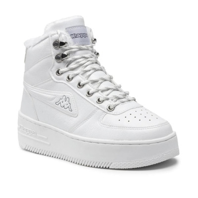 Женские белые сникерсы высокие кроссовки Kappa 243047 White/Grey 1016 5402