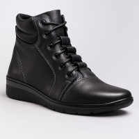 Женские черные кожаные зимние ботинки Helios 562 Czarny 011 5411 из натуральной кожи с утеплением из натуральной шерсти от польского производителя