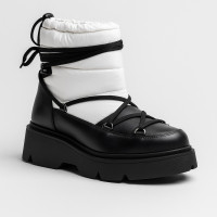 Women's black and white leather dutik boots Lasocki ARC-DIUNA-06 White 5421 for winter holidays and tourism made of genuine leather from the Polish brand