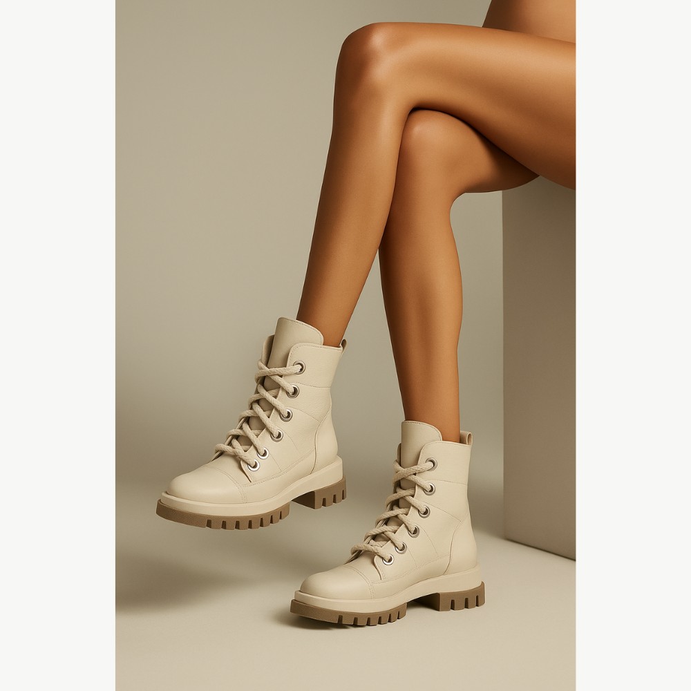 Women’s Beige Leather Winter Boots Steizer z711 552 5426