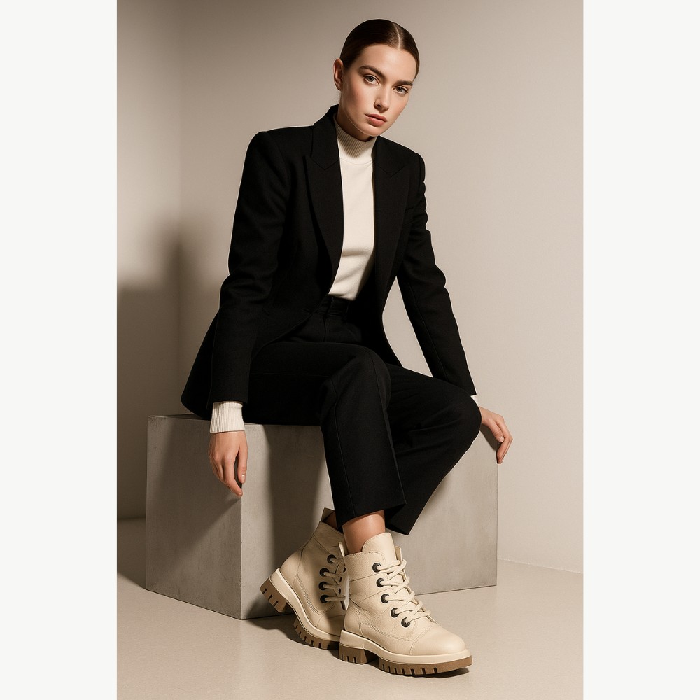 Women’s Beige Leather Winter Boots Steizer z711 552 5426