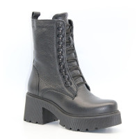 Women's black leather winter boots Simen 6596a faeda czarna 5430 in genuine leather and natural wool from the Polish factory