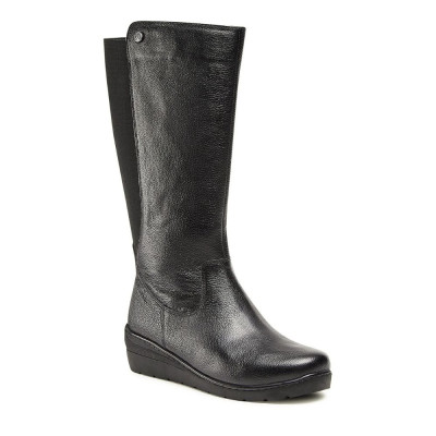 Женские черные кожаные демисезонные сапоги Go Soft WI23-WARUNA-06 Black 5437 на широкую ногу из натуральной кожи от европейского бренда Женские черные кожаные демисезонные сапоги Go Soft WI23-WARUNA-06 Black 5437 на широкую ногу из натуральной кожи от европейского бренда