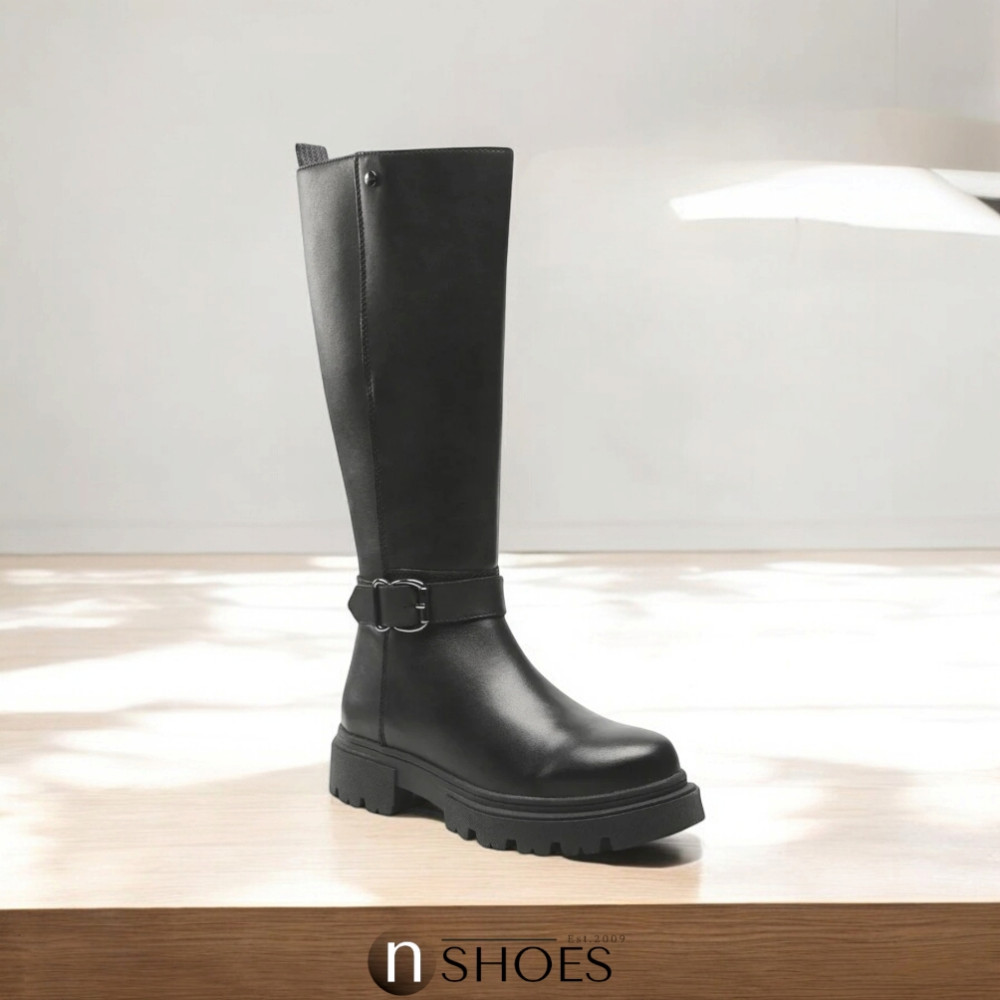 Женские черные кожаные сапоги демисезонные Lasocki (Польша) модель 5438