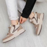 Women's beige leather sneakers Lonza 175246 b301_1b 5445 demi-season