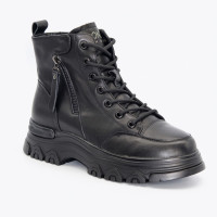 Женские модные черные ботинки Lonza 179615 a-23-6510 black 5447 демисезонные со скидкой из натуральной кожи