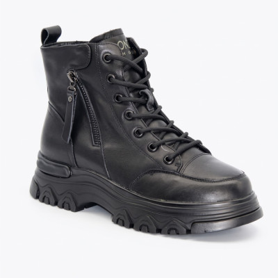 Женские модные черные ботинки Lonza 179615 a-23-6510 black 5447 демисезонные со скидкой из натуральной кожи