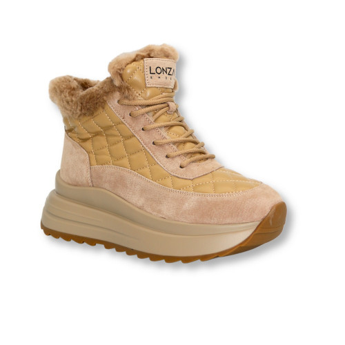 Women's beige leather sneakers Lonza 179709 obj-168 lt.brown 5448 winter Women's beige leather sneakers Lonza 179709 obj-168 lt.brown 5448 winter