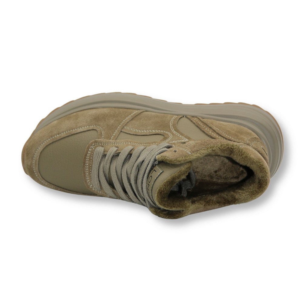 Women’s leather sneakers Lonza 179728 obj-133 khaki for mid-season