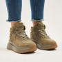 Women’s leather sneakers Lonza 179728 obj-133 khaki for mid-season