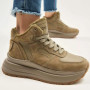 Women’s leather sneakers Lonza 179728 obj-133 khaki for mid-season